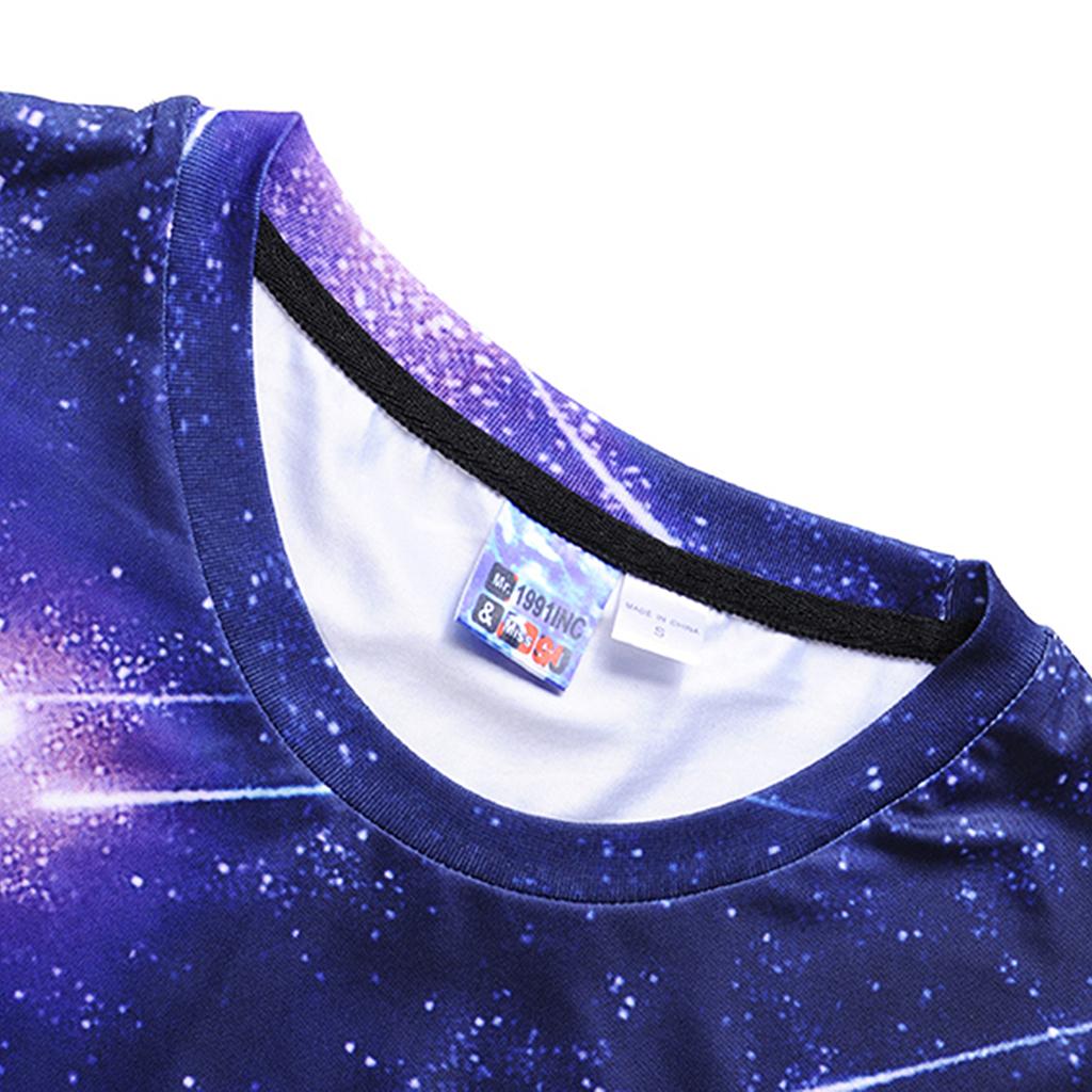 Men's Fashion Style Print Shirts Tops Tee Short Sleeve Casual Tee Shirt Starry Purple