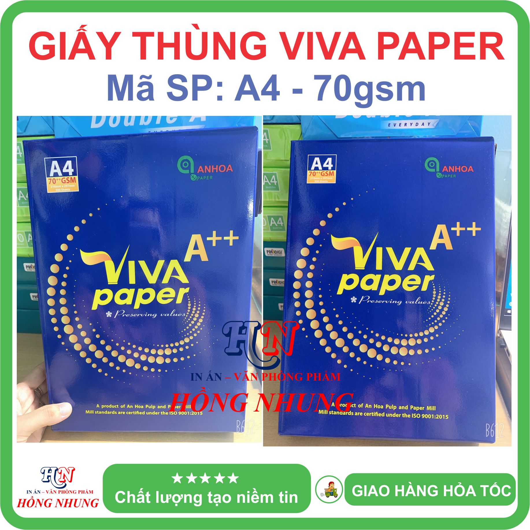 [ HỒNG NHUNG ] Giấy in Viva Paper A4, Định lượng 70gsm - Giấy thùng, trắng mịn, không lo kẹt giấy