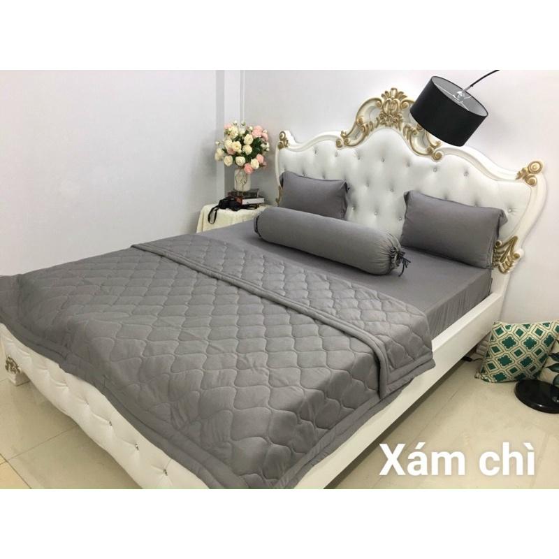 Bộ Ga Thun Lạnh 1 Màu Hàn Quốc 4 món, Bộ Ga Trơn 1 Màu HQ