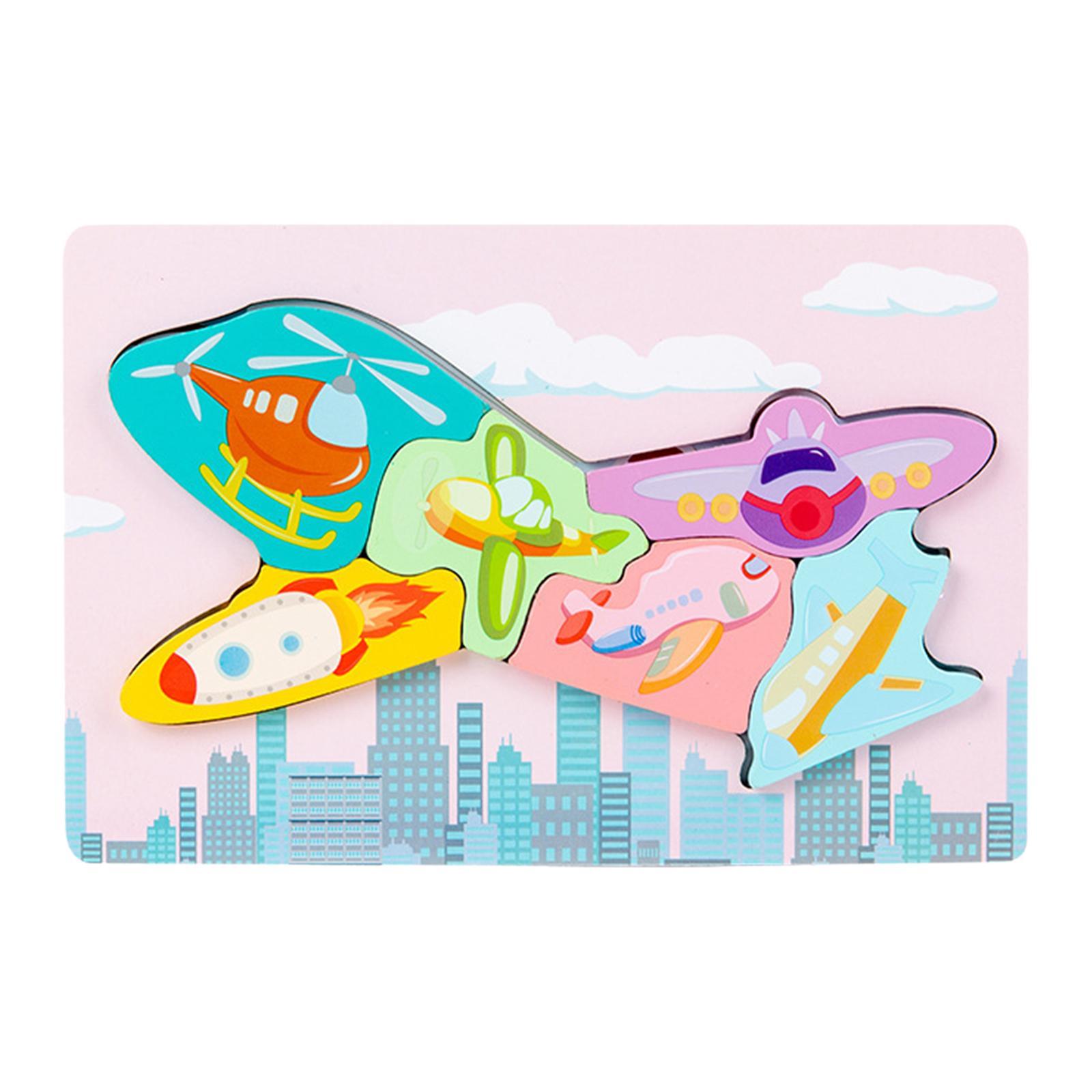 Puzzles Wooden Jigsaw Colors Shapes Cognition Cartoon Boy and Girl