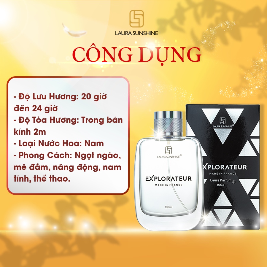 Nước hoa nam Laura Paris 04 Explorateur - Nước hoa nam Laura Sunshine Nhật Kim Anh mùi 04 (100ml)