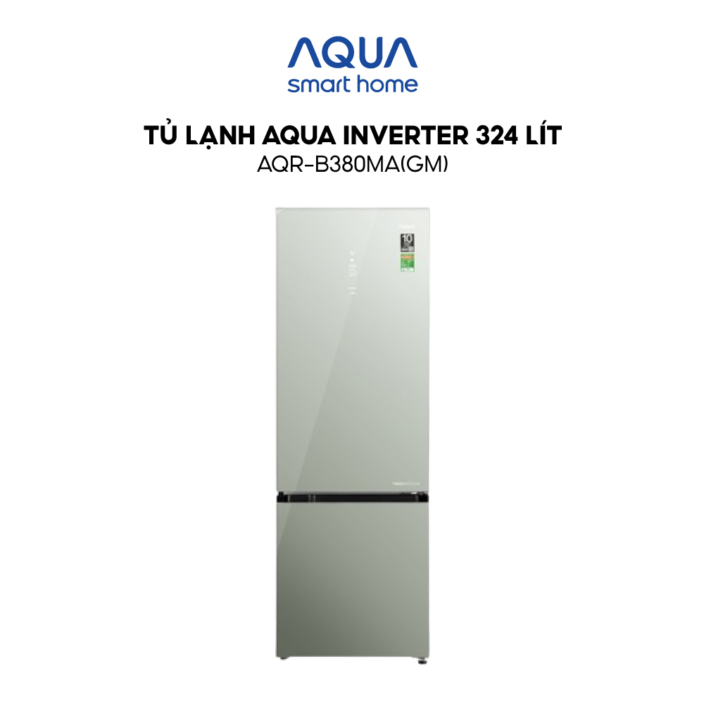 Freeship toàn quốc - Tủ lạnh ngăn đông dưới Aqua Inverter 324 lít AQR-B380MA(GM) - Bảo hành 2 năm - Hàng chính hãng