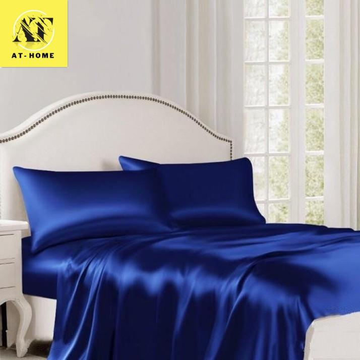 Bộ 4 Món Ga Gối Phi Lụa Thương hiệu LAN PHAM BEDDING Mát Mịn - Màu Xanh Biển