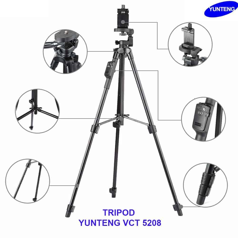 Chân Máy Ảnh Tripod Yunteng VCT-5208 - Hàng Nhập Khẩu