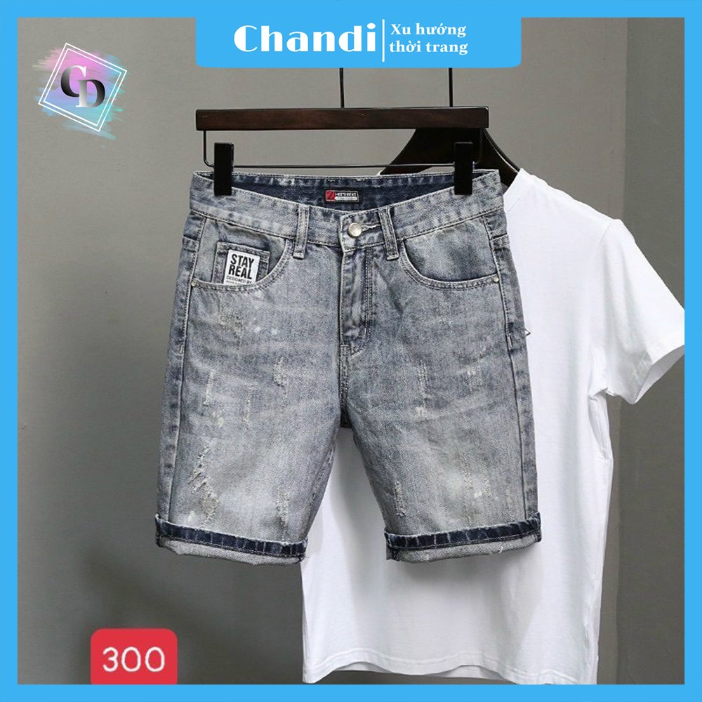 Quần Short Jean Nam co dãn kiểu dáng trẻ trung đơn giản Thương Hiệu Chandi, quần sọt mẫu mới xu hướng QSJN300