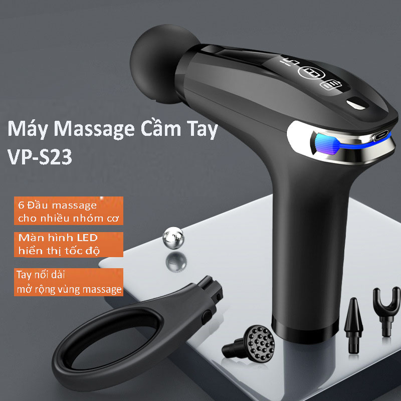 Máy Massage Cầm Tay Vispo VP-S23 - 8 Cấp Độ Massage Với Tay Cầm Cán Dài, Phù Hợp Cho Người Tập Gym, Giãn Cơ Hiệu quả - Máy Massage Toàn Thân