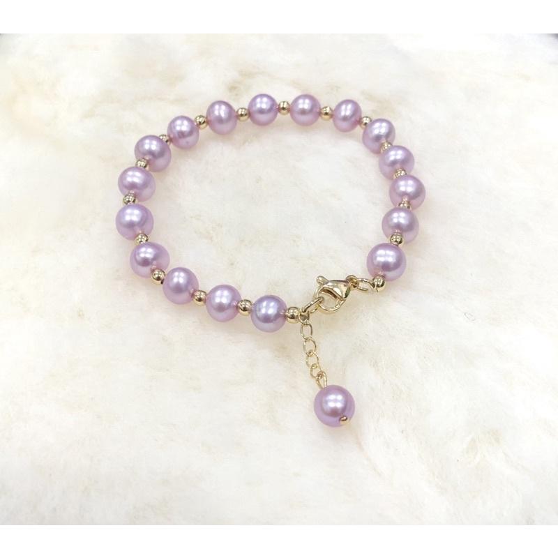 Vòng Tay Mix Bi Titan Hạt Ngọc Trai Nước Ngọt 7 Ly Dễ Thương - Trường Thịnh Ngọc Trai