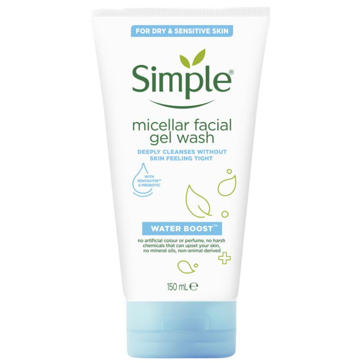 Sữa rửa mặt Simple Water Boost Micellar Facial Gel Wash 150ml