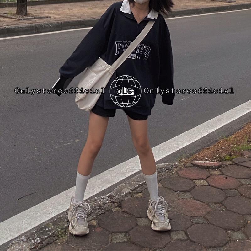 Hoodie zipper nỉ da cá xanh than "foruyfs" và quần đùi đen
