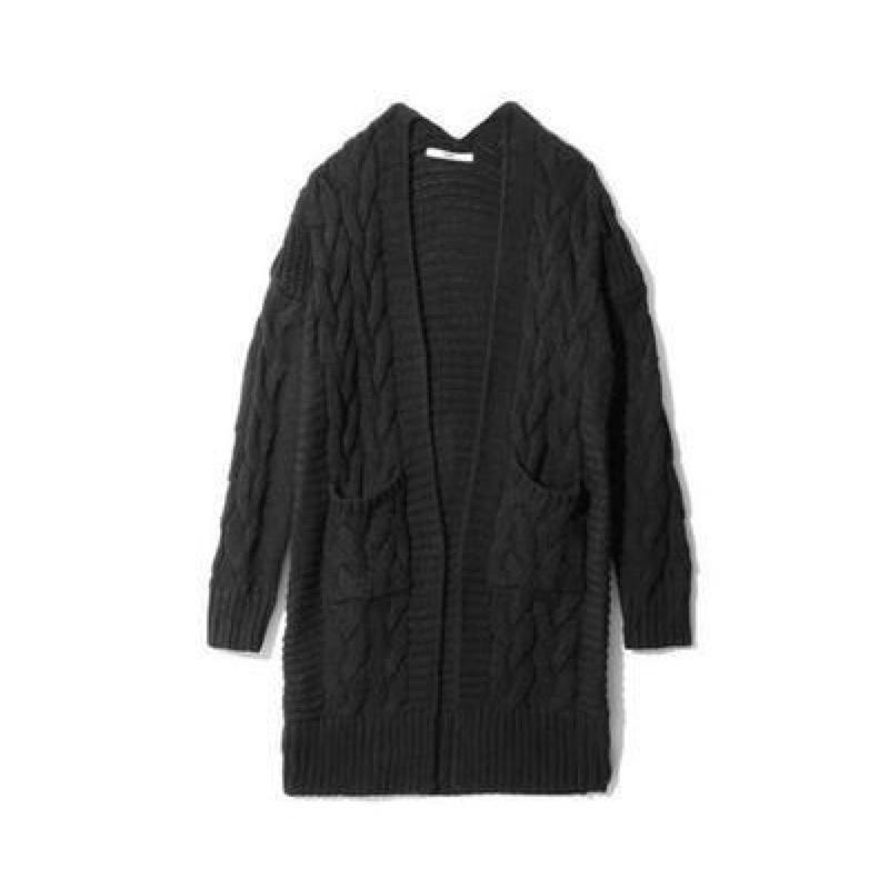 MS473 Áo khoác len cardigan vặn thừng dáng dài