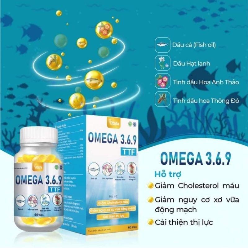 OMEGA 3.6.9 TTF - Hộp 60 viên - * Giảm Cholesterol máu * Giảm nguy cơ xơ vữa động mạch * Cải thiện thị lực