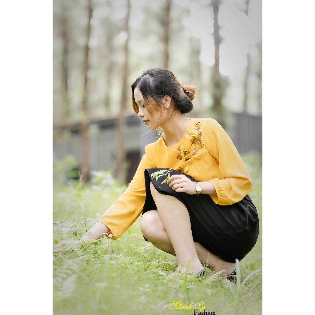 Áo Thiết Kế Lụa Cao Cấp Vàng Mùa Thu