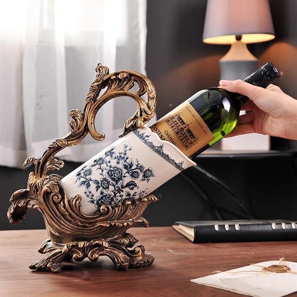 Giá đựng vang họa tiết hoa nhí xanh mang phong cách tân cổ điển sang trọng CB06-GR
