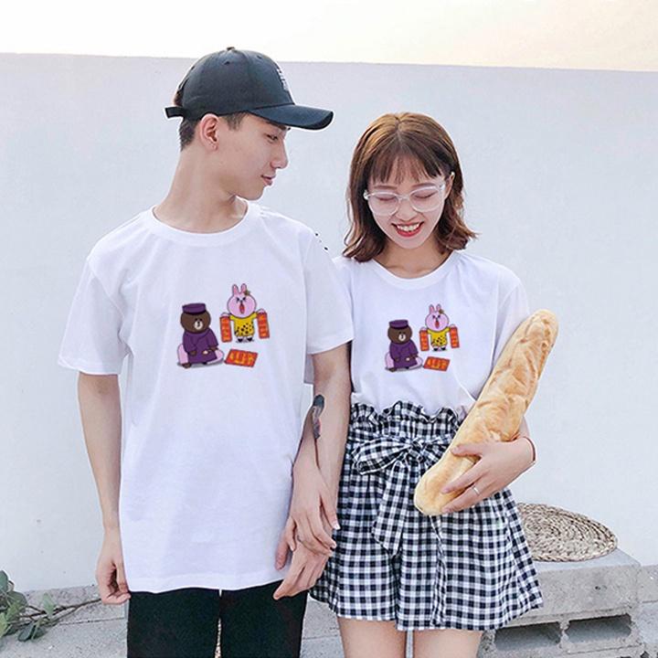 Áo Thun Đôi Màu Trắng In Hình Tết ATN4840 - J.A Shop