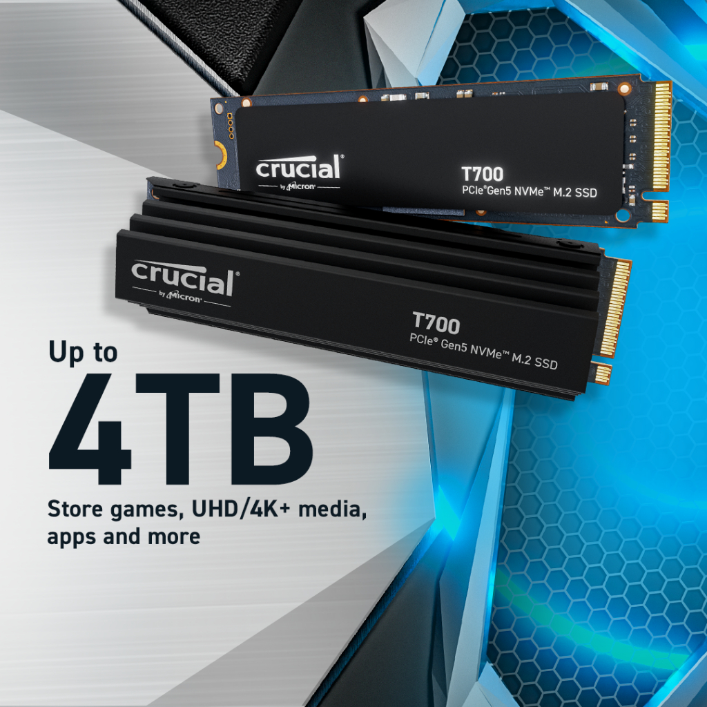 SSD Crucial T705 with heatsink M.2 PCIe NVMe 4TB Gen5 - CT4000T705SSD5- HÀNG CHÍNH HÃNG