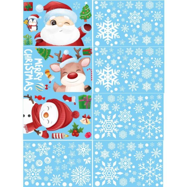 Decal trang trí giáng sinh Noel và các bạn nhỏ và bông tuyết