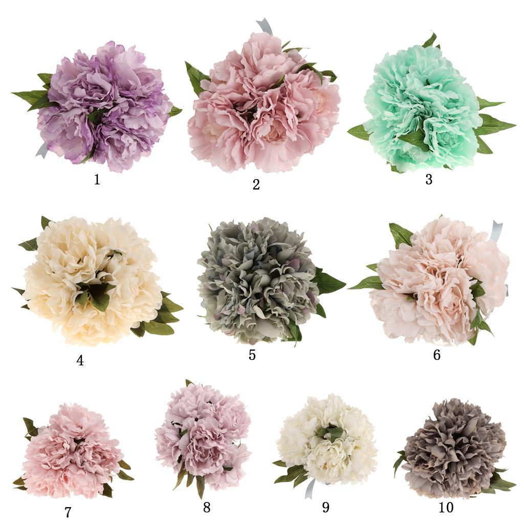 Artificial 5 Head Silk Peony Flower Bouquet Home Party Wedding Decor 10 Colo