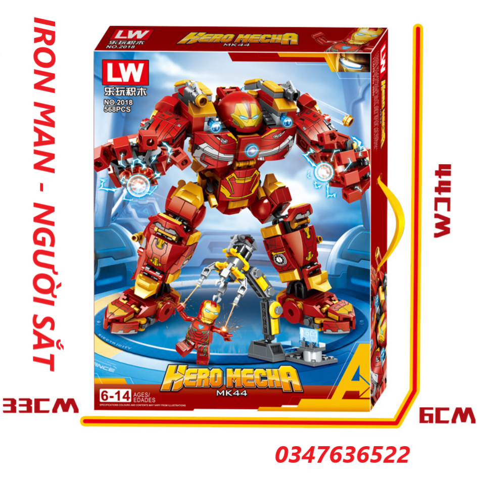 Bộ Đồ Chơi Lắp Ráp Xếp Hình Mô Hình Người Sắt, Lắp ghép Hulkbuster, Người sắt - đồ chơi trẻ em