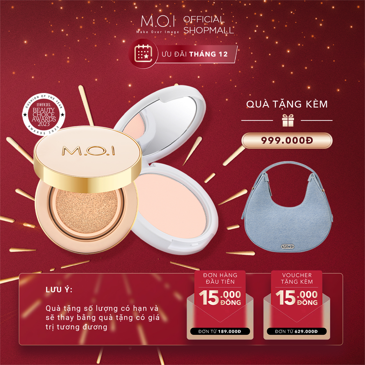 Bộ đôi M.O.I Phấn nước  Premium Baby Cushion và Phấn phủ Baby Skin Powder