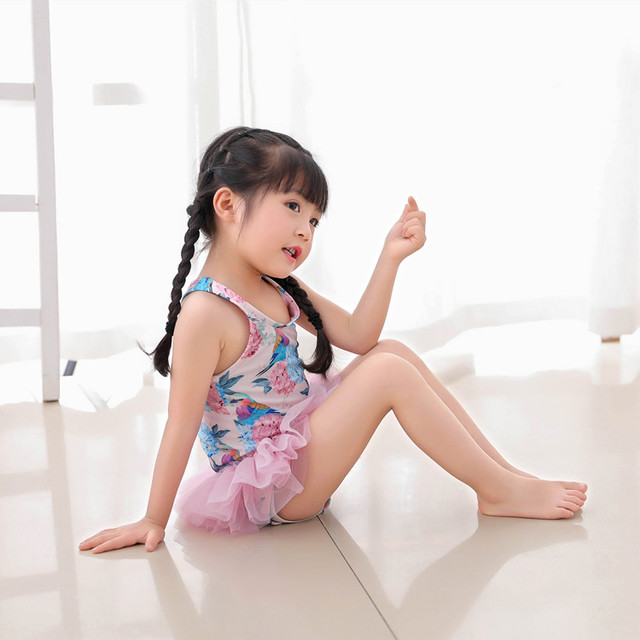 Đồ bơi bé gái liền thân bikini zen lưới xếp chân váy siêu dễ thương