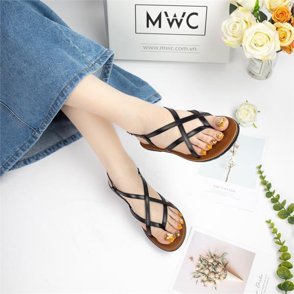 Giày sandal nữ xỏ ngón phối dây đan MWC NUSD- 2774