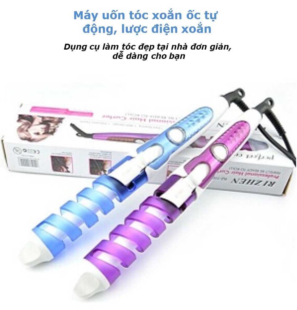 Lược làm tóc xoăn, Máy uốn tóc xoắn ốc lọn to tự động, lược điện xoắn, dụng cụ làm tóc đẹp tại nhà đơn giản, dễ dàng