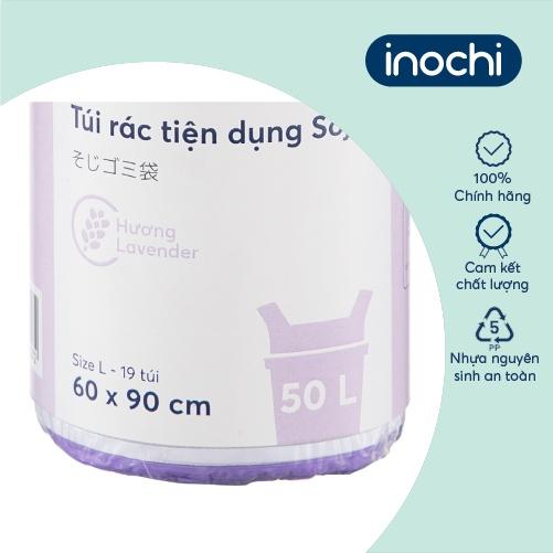 Túi rác tiện dụng Inochi -Soji 50L x 19 túi (Size L) Hương Lavender có quai