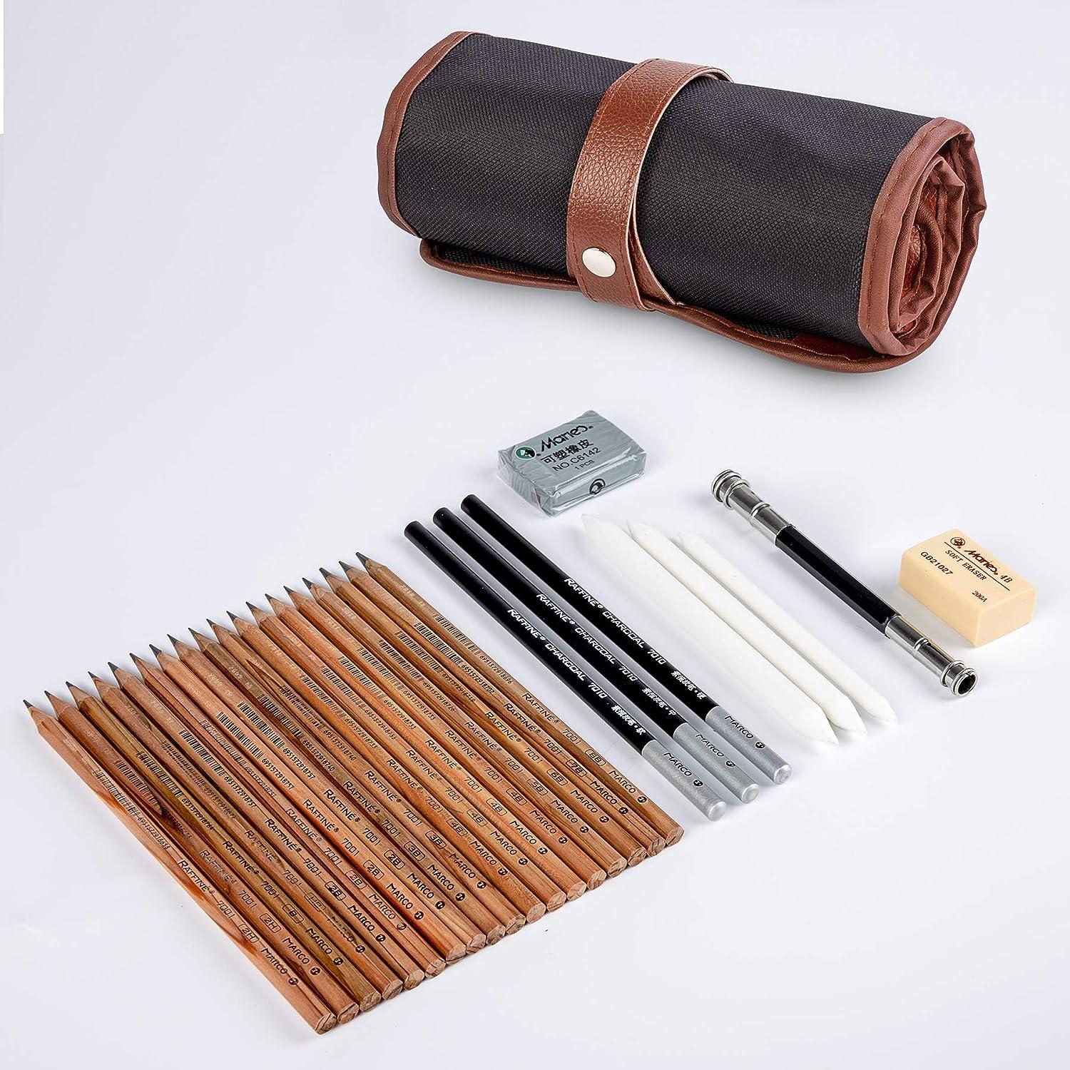 Đặt bản vẽ và phác thảo bằng bút chì, vẽ bộ dụng cụ vật liệu để vẽ, cung cấp nghệ thuật với bản phác thảo / bút chì bằng bút chì Graphite cho trẻ em trưởng thành của trẻ em, 29 mảnh