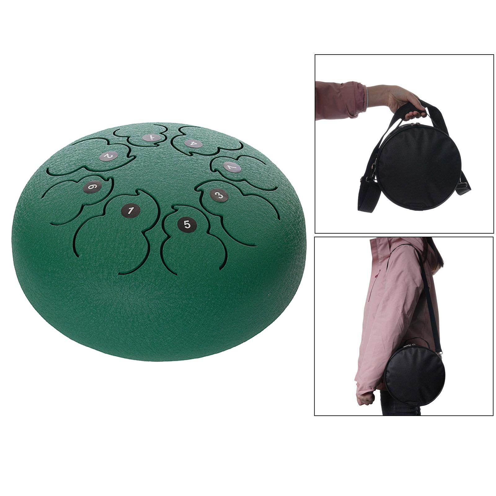 8" Steel Tongue Drum Handpan C Key & Carrying Bag Cleaning Cloth Gift Green