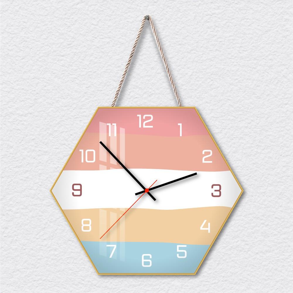 Đồng hồ gỗ treo tường Hoa Sắc Màu độc đáo - Tặng kèm đinh đa năng không cần khoan tường