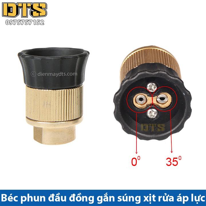 Béc xịt rửa xe 2 lỗ bằng đồng gắn súng xịt rửa áp lực cao