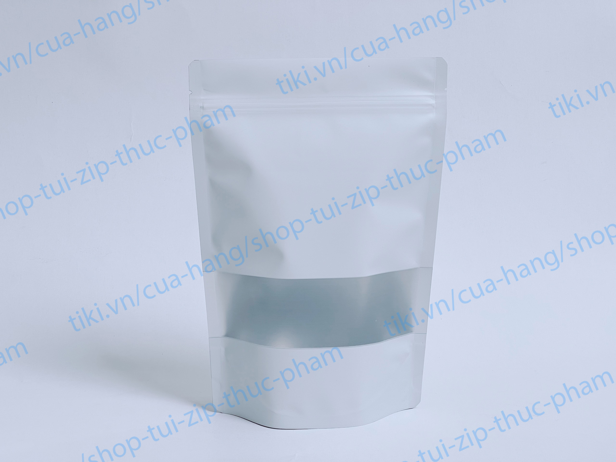 1kg túi zip màu trắng sữa có cửa sổ - Túi zip đáy đứng - Túi đựng thực phẩm bánh kẹo - size