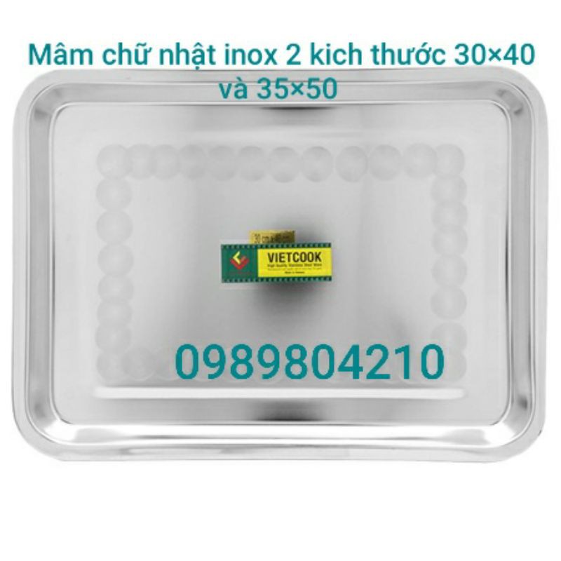 Mâm inox chữ nhật size 30×40 và 35×50 ,mâm inox 304 hàng dày dặn loại 1