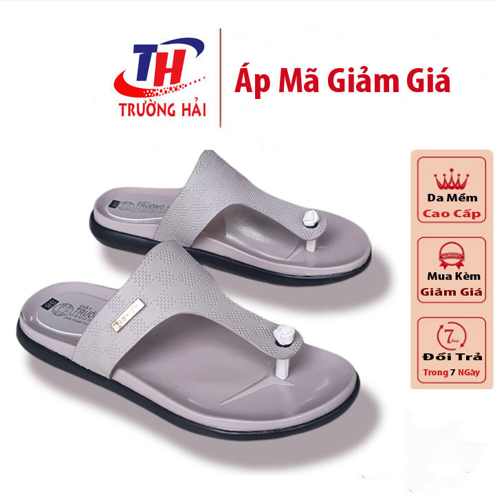 Dép nữ xỏ ngón thời trang Màu Kem Trường Hải da mềm êm ái đế Pu nhẹ cao 2.5cm thời trang nữ cao cấp DN145K