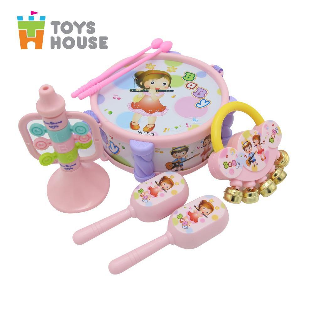 Set đồ chơi Xúc xắc, lục lạc, kèn, trống Toyshouse dành cho bé từ sơ sinh TH1220-733A-53 - giúp bé phát triển thị giác, thính