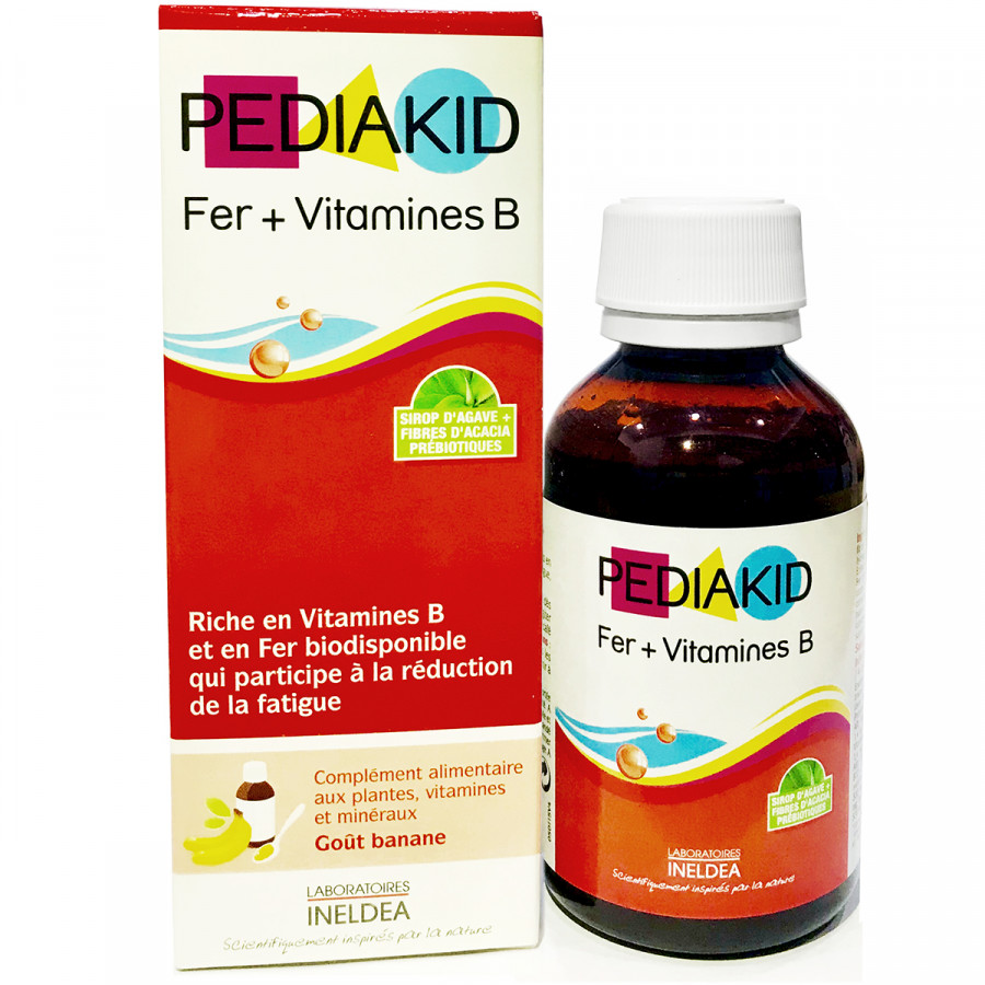 Siro bổ máu Pediakid Fer + Vitamines B cho bé, bổ sung sắt, vitamin nhóm B (125ml)