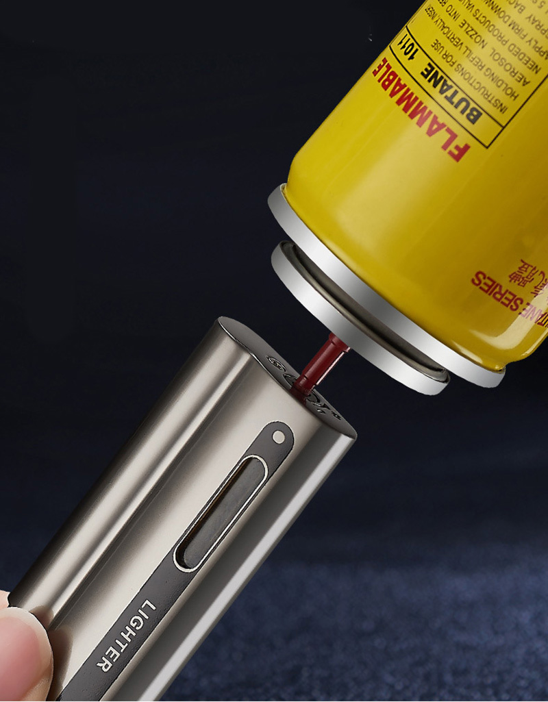 Bật Lửa Khè Gas Lộ Thiên Hình Trụ Bóng Trơn – Xài Gas