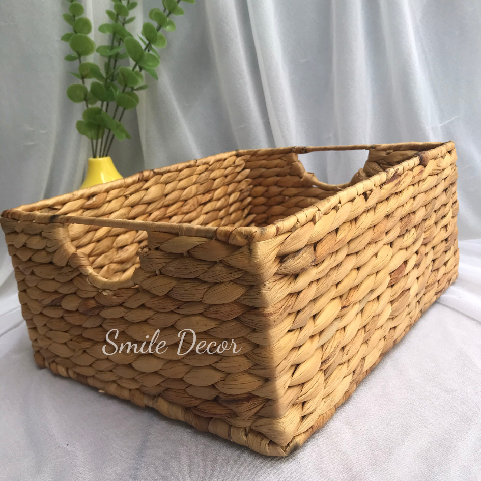 Sọt lục bình đựng đồ đa năng Smile Decor trang trí kệ sách, kệ tivi – Rectangle water hycinth basket