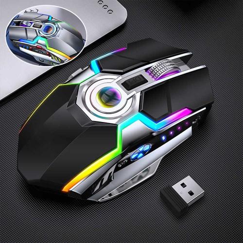 Chuột A5 Không Dây Chơi Game Sạc Pin Im Lặng Ergonomic 7 Phím Đèn Nền RGB 1600 DPI