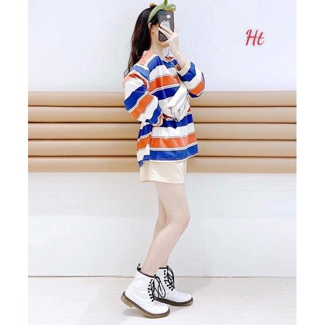 Áo kẻ đỏ bo tay H2A