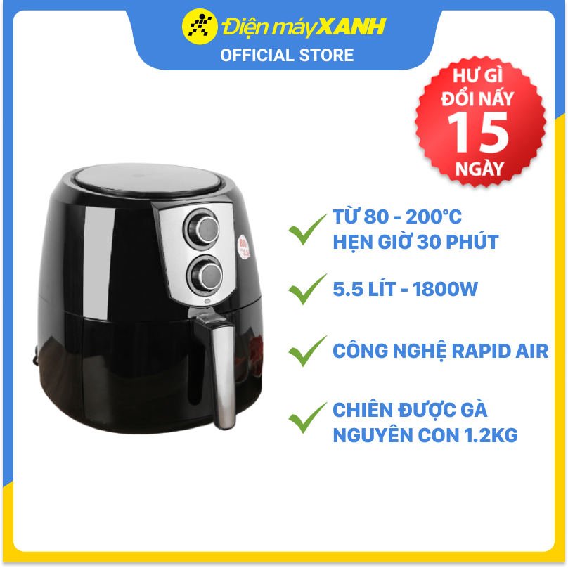 Nồi chiên không dầu Mishio MK141 5.5L (1800W) - Hàng chính hãng