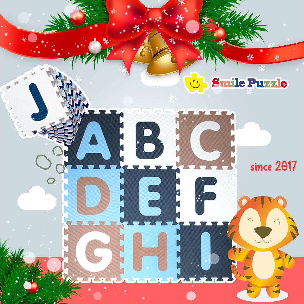Thảm xốp lót sàn cho bé - chữ cái Pastel Smile Puzzle_KHÔNG MÙI TIÊU CHUẨN CHÂU ÂU