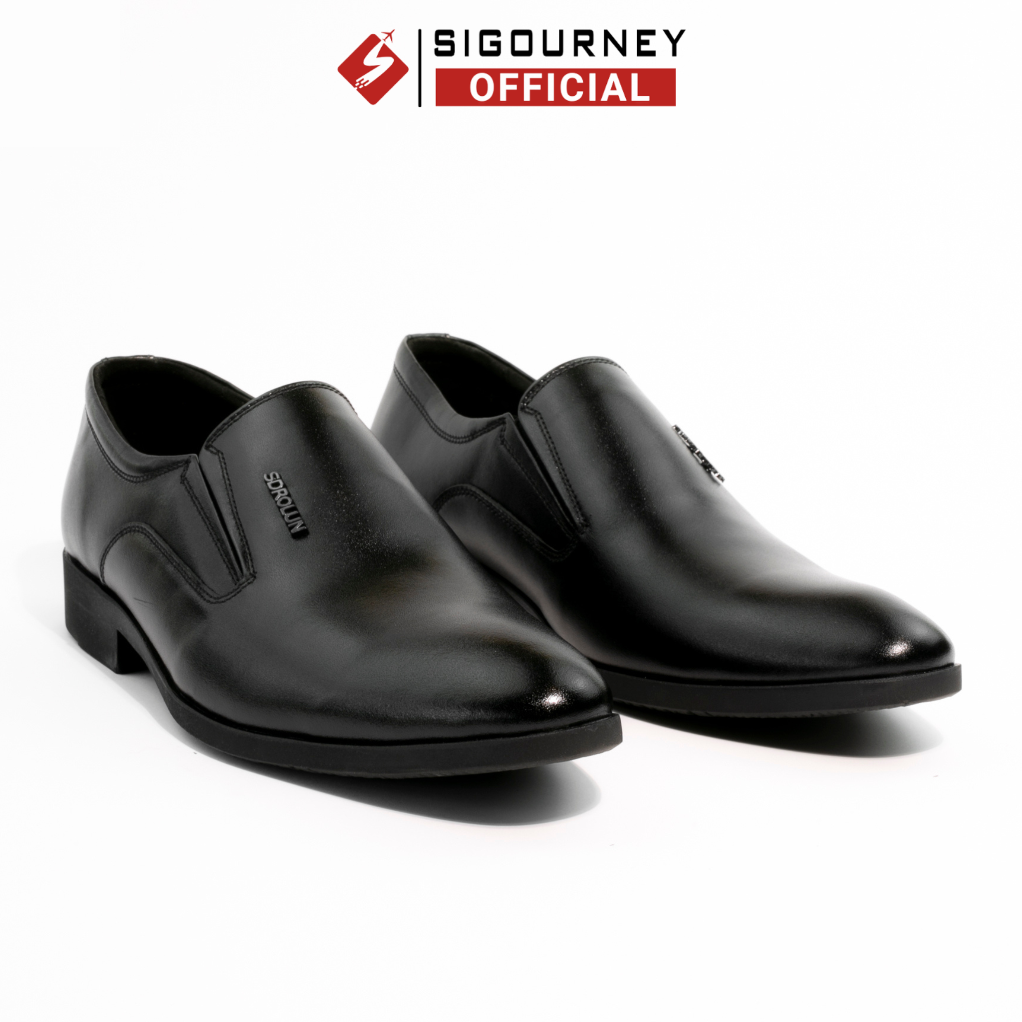 Giày Da Nam Công Sở Da Bò Thật SIGOURNEY Màu Đen SIG21 Bảo Hành 18 Tháng