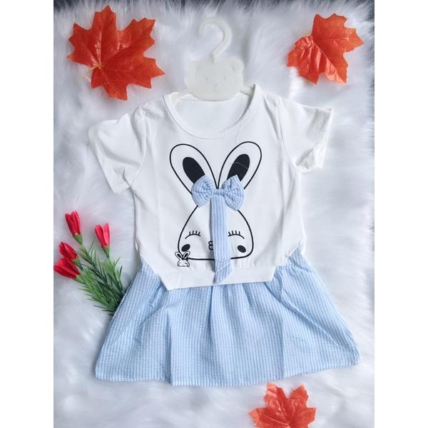 Áo Váy Hình Thỏ Phối Nơ Cực Dễ Thương Cho Bé Gái 6-19kg.
