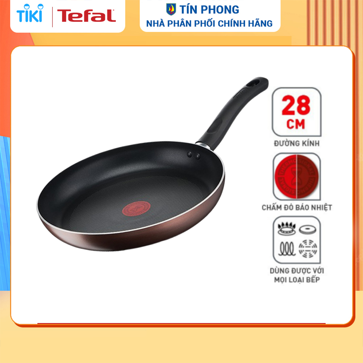 Chảo chiên chống dính đáy từ Tefal Day by Day 24cm(G1430405)/ 28cm (G1430605), dùng cho mọi loại bếp- Gian hàng chính hãng