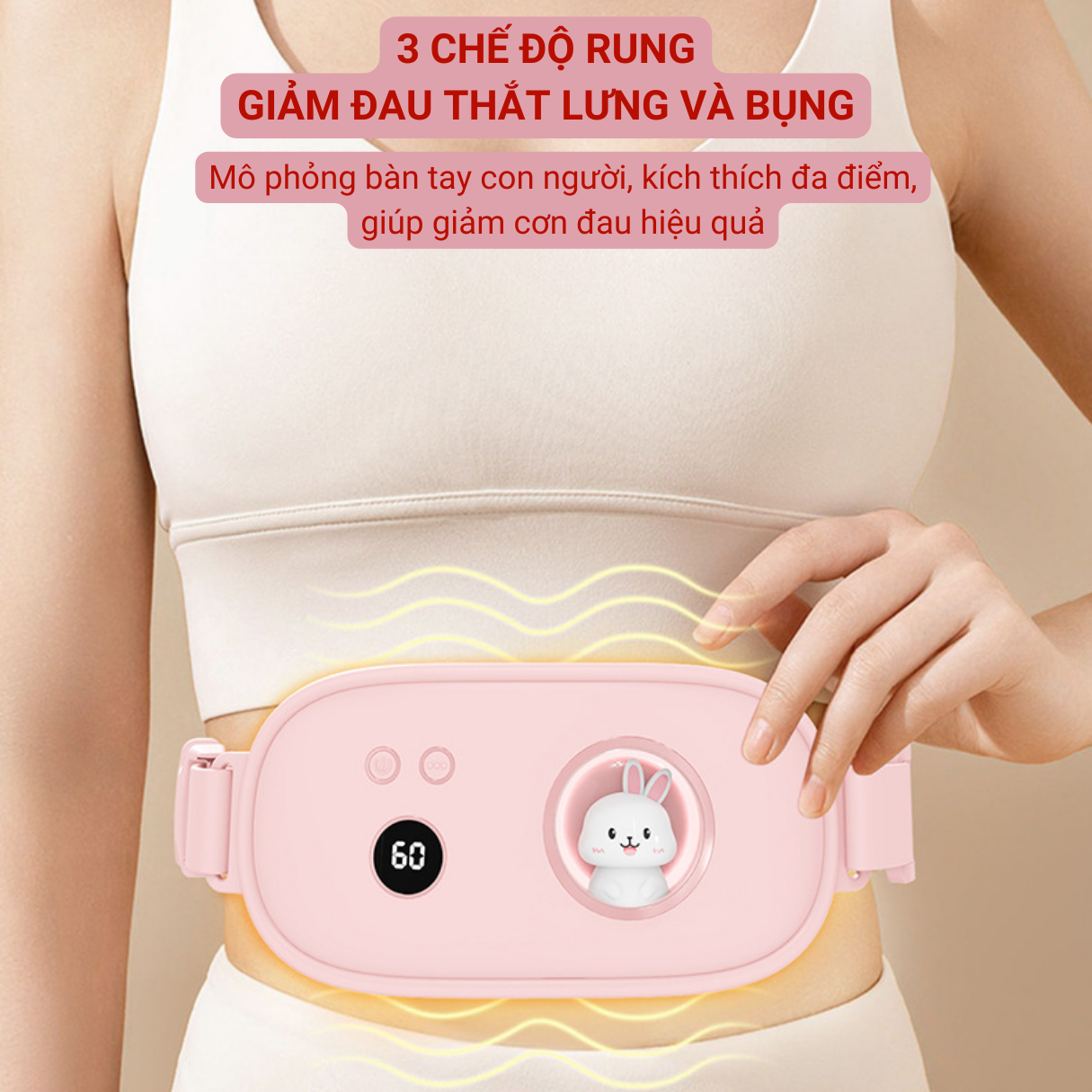 Máy Massage Bụng Kinh GS006, Đai Chườm Nóng Matxa Giảm Đau Bụng Kinh, Máy Rung Làm Ấm Tử Cung Cho Phụ Nữ Đến Kỳ Kinh