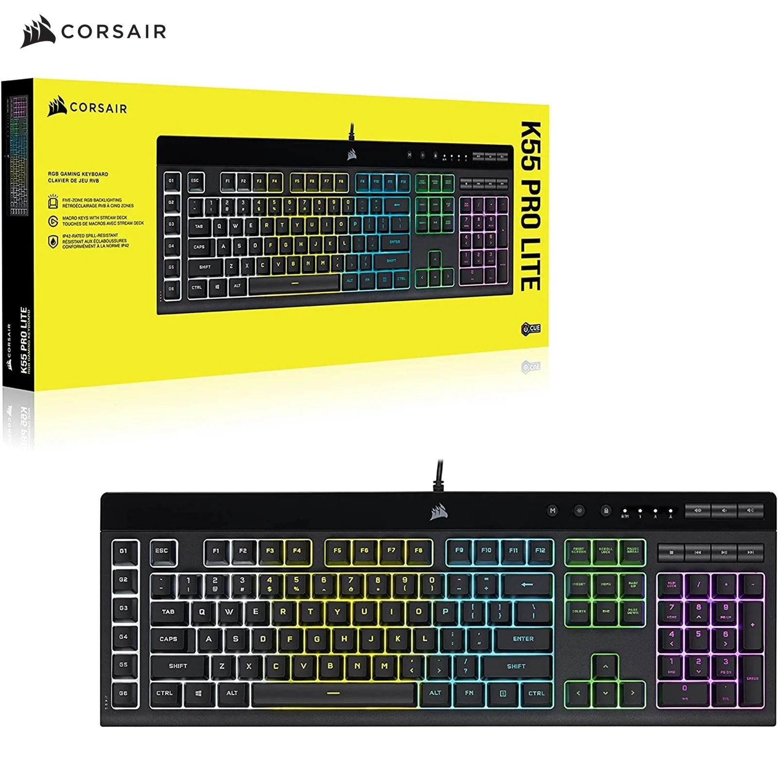 Bàn phím có dây Corsair K55 Pro Lite RGB - Hàng chính hãng