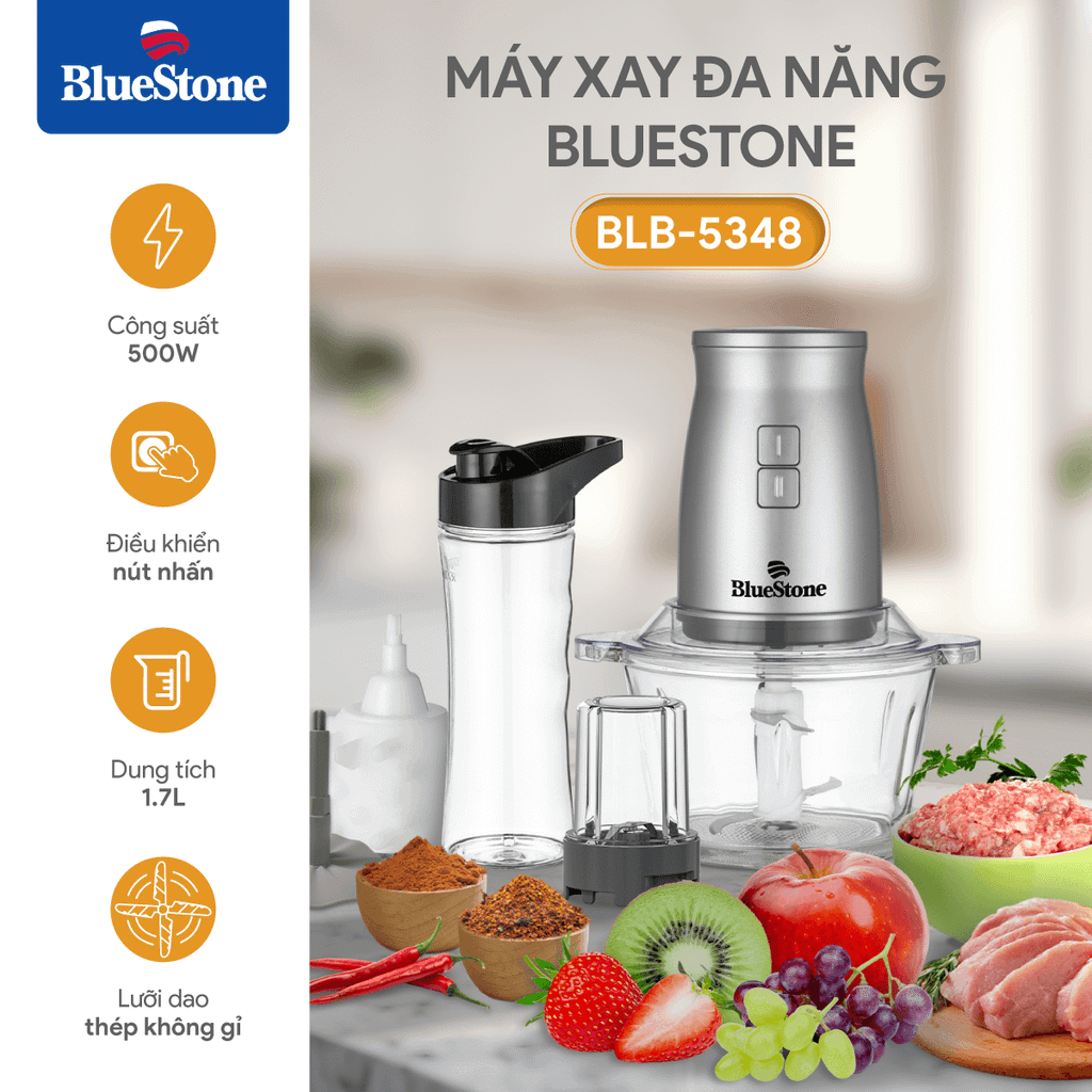 Máy Xay Đa Năng BLB-5348 - 1,7 Lít - 500W - Xay thịt, sinh tố, đánh trứng, tiện lợi nhỏ gọn - Hàng chính hãng