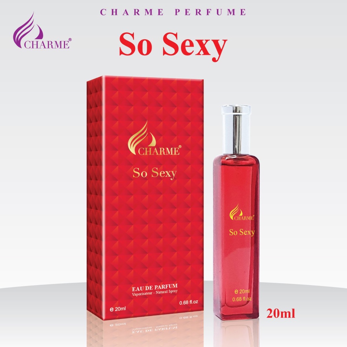 Nước hoa nữ thơm lâu, Charme So Sexy, mùi hương hoa hồng, tươi mát sảng khoái, lưu hương lâu, 20ml