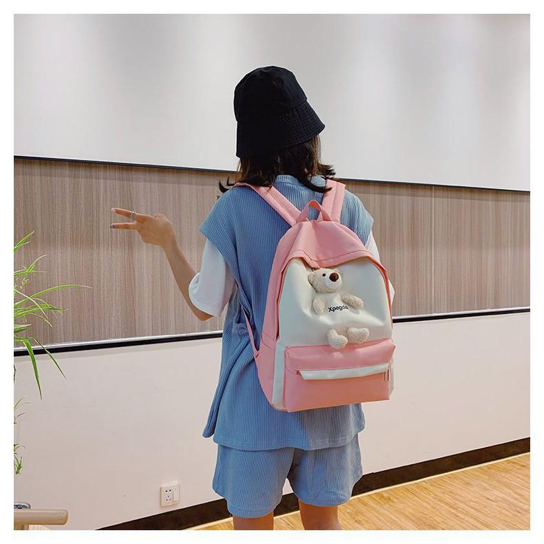 Balo Ulzzang Thời Trang Chống Nước XPEGDA + Tặng Gấu Xinh- B02